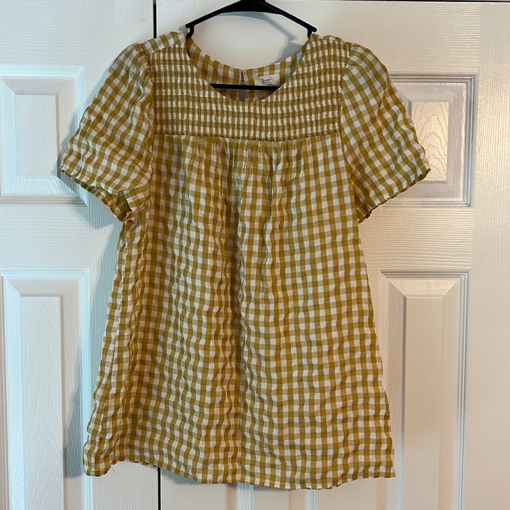 Mustard & White Checkered Blouse